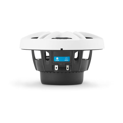 Speaker with white top and black bottom