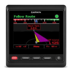 Garmin navigation device displaying 'Follow Route' on a black background