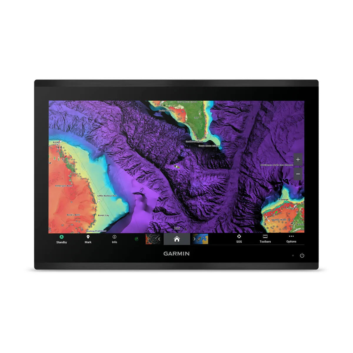 Garmin GPS device displaying a topographic map on a white background