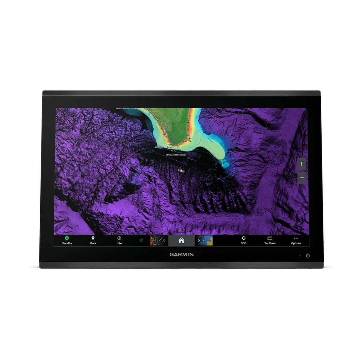 Garmin marine display with sonar graphics