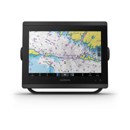 Garmin marine navigation display with map