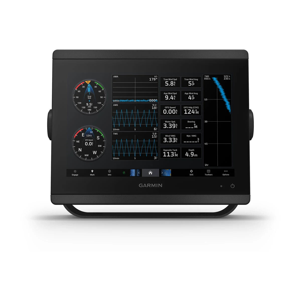 Garmin marine display with digital instruments