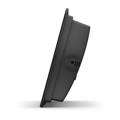 Black electronic device component on a white background