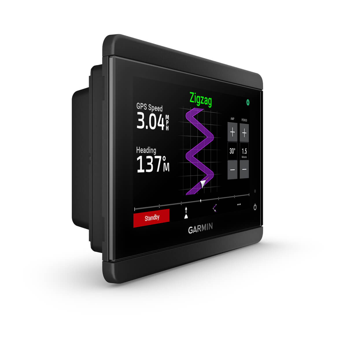 Garmin device with digital display on a white background