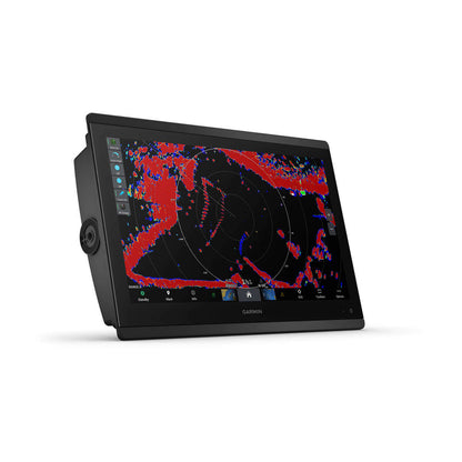 Marine radar display on a white background