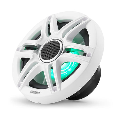 Clarion® CMSP Marine Speakers 6.5" with LED and White and Gray Sport Grille (CMSP-651RGB-SWG)