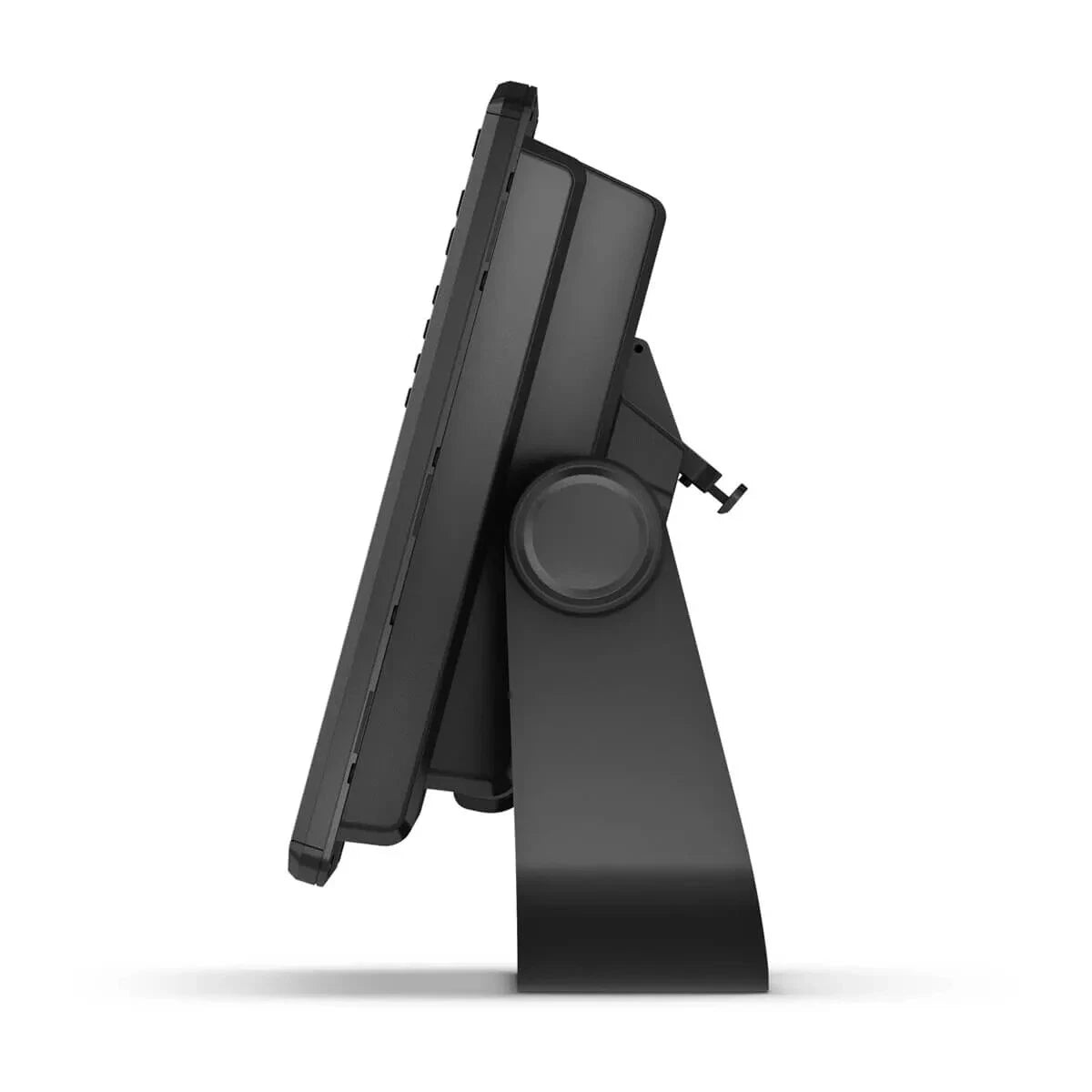 Black tablet stand on a white background