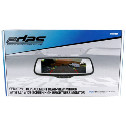 VOXX RVM744A ADAS Rear-view Mirror w/ 7.2" Wide-Screen High Brightness Monitor