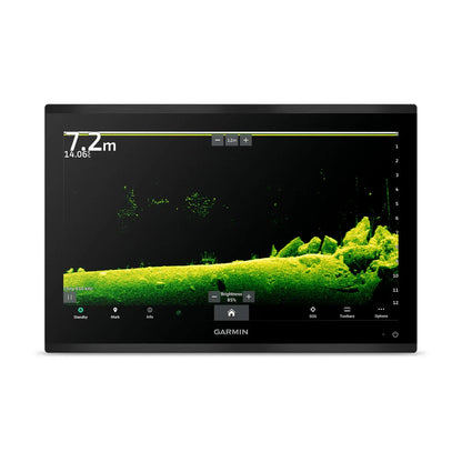 Garmin fishfinder screen displaying sonar graphics