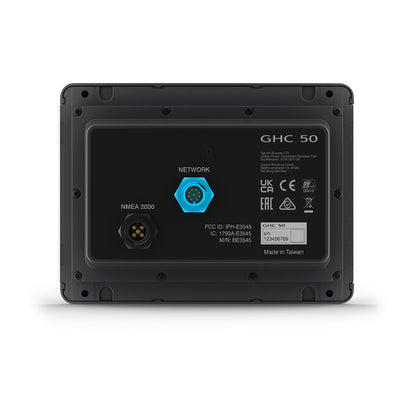 Back view of a black electronic device labeled 'GHC 50' 