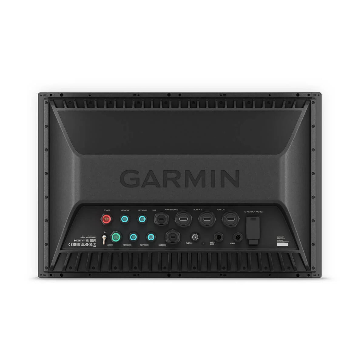 Garmin device with multiple ports on a white background