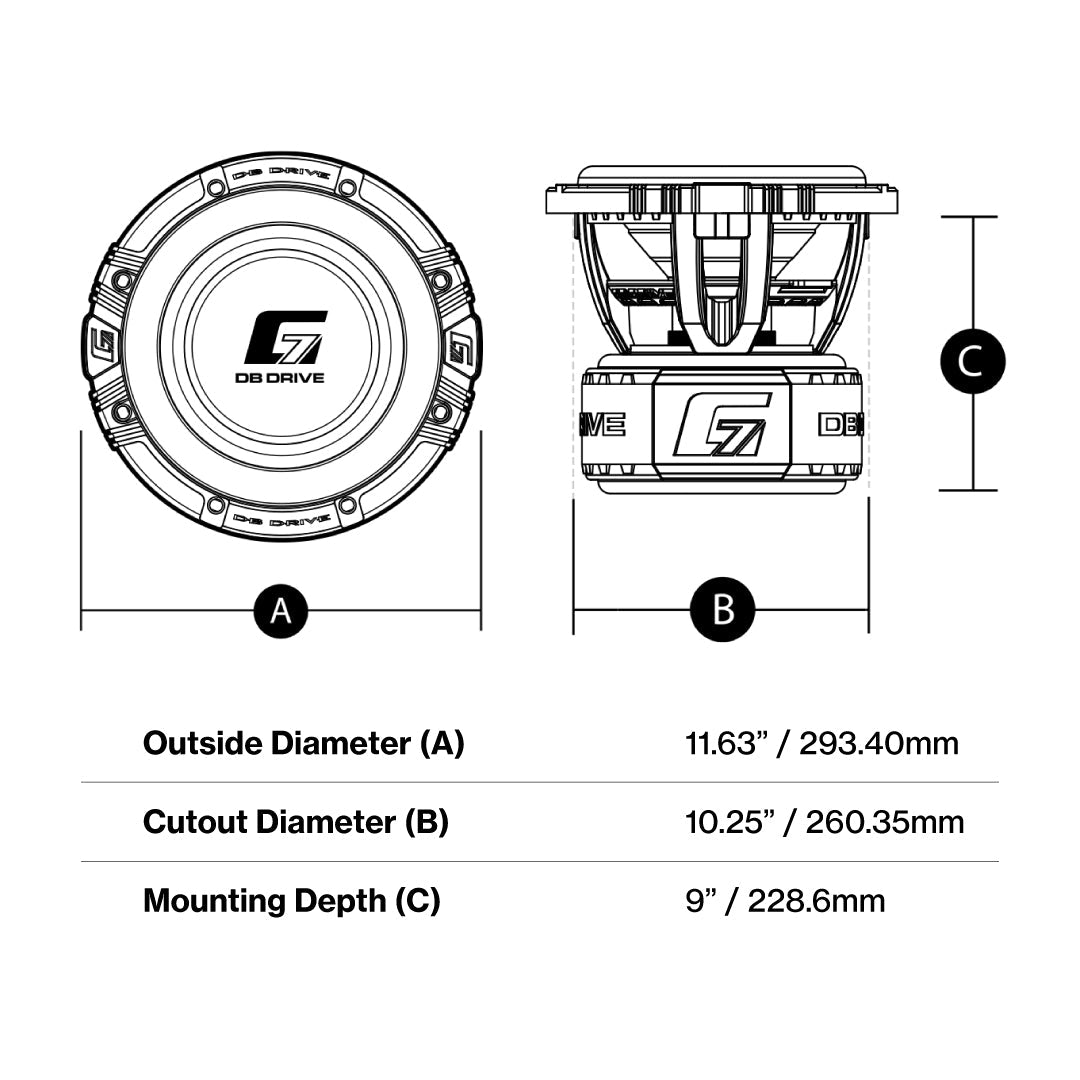 DB Drive G7 10.2 : 10 in. Dual 2-Ohm Subwoofer