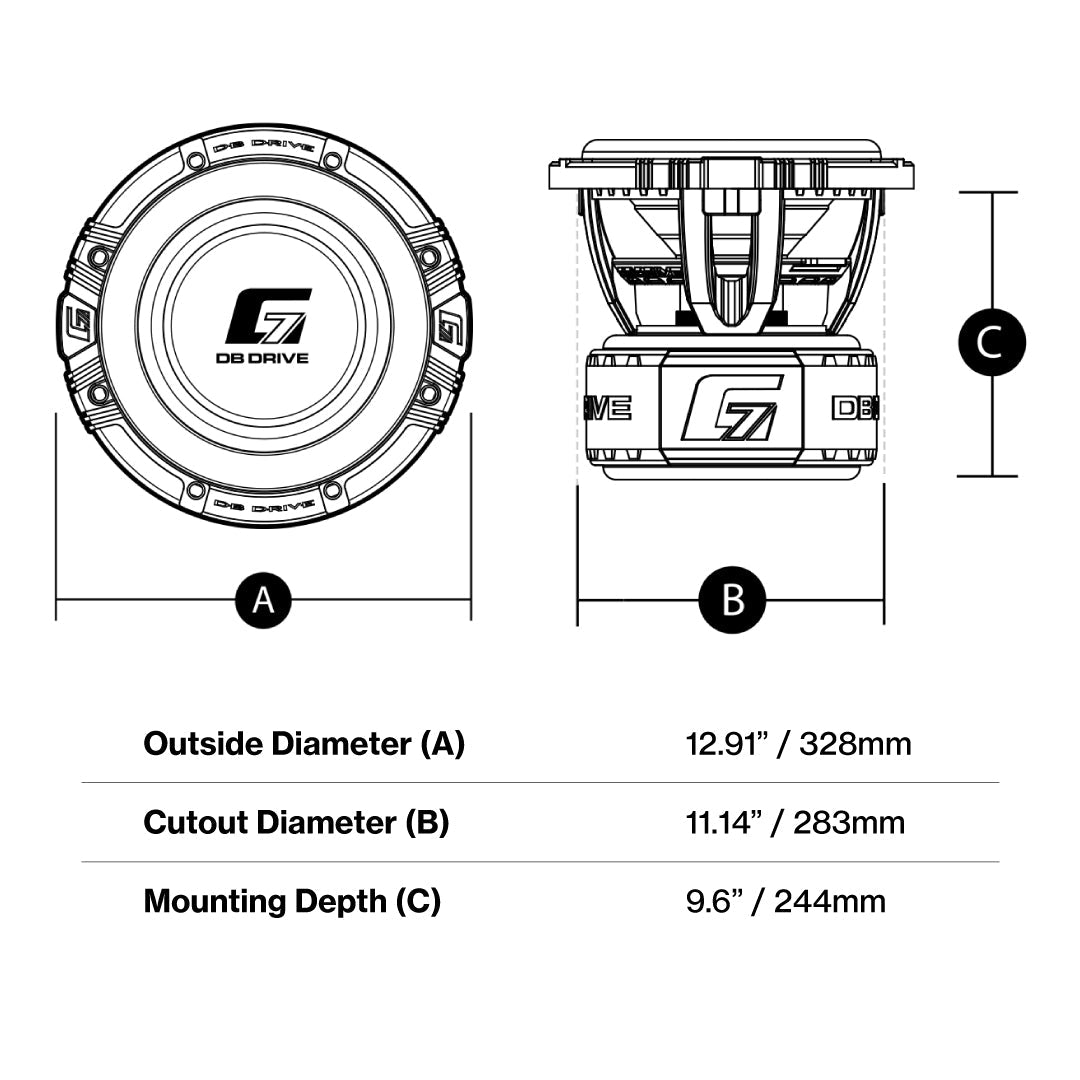 DB Drive G7 12.2 : 12 in. Dual 2-Ohm Subwoofer