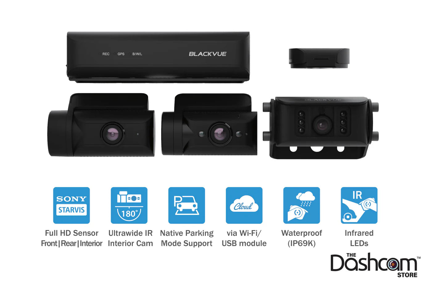 BlackVue DR770X-BOX-TRUCK 3-Channel Full HD Dash Cam For Front-Exterior Rear-Interior