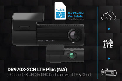 BlackVue DR970X-2CH-LTE-PLUS Dual Lens 4K GPS WiFi Dash Cam w/ Built-In 4G-LTE For Front/Rear