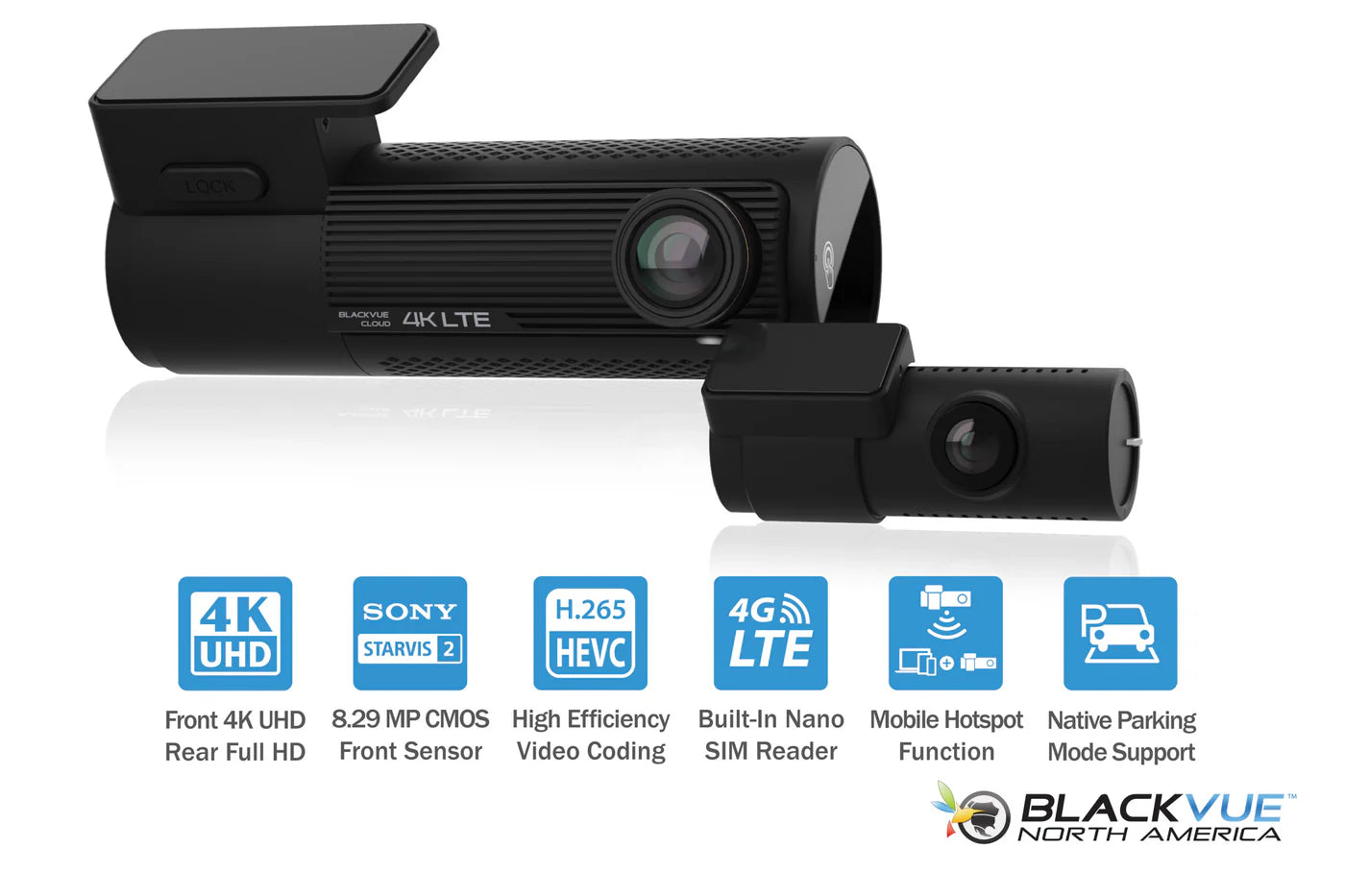 BlackVue DR970X-2CH-LTE-PLUS Dual Lens 4K GPS WiFi Dash Cam w/ Built-In 4G-LTE For Front/Rear